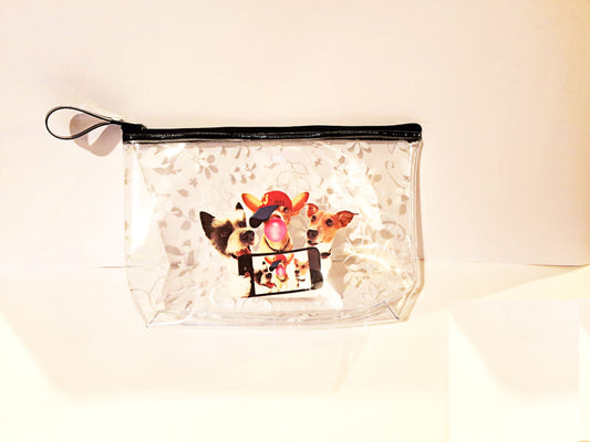 Scoop Dog Selfie Floral White Pouch