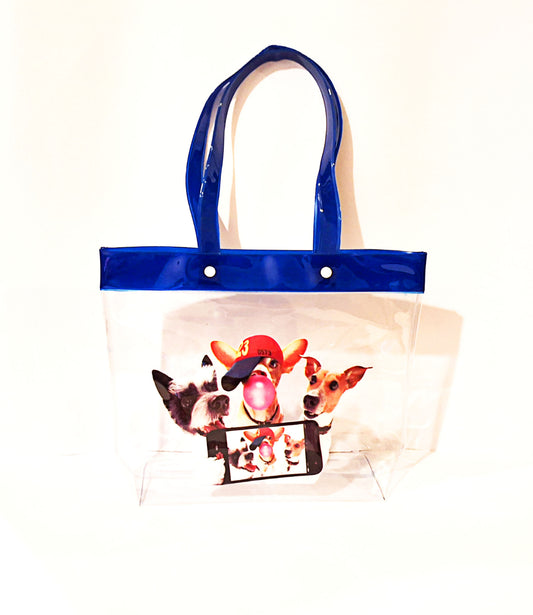 Dog Selfie Blue Tote Bag