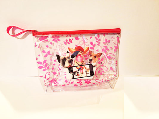 Scoop Dog Selfie Floral Pink Pouch