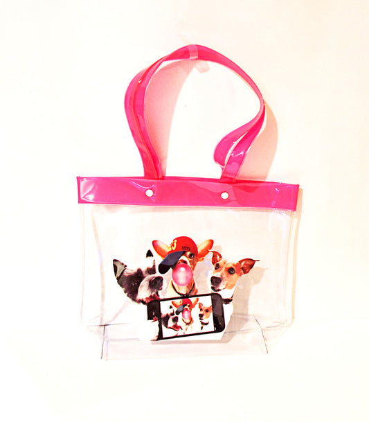 Dog Selfie Pink Tote Bag