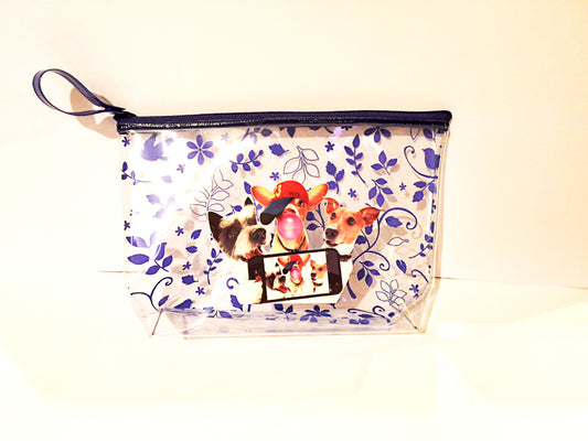 Dog Selfie Floral Purple Pouch