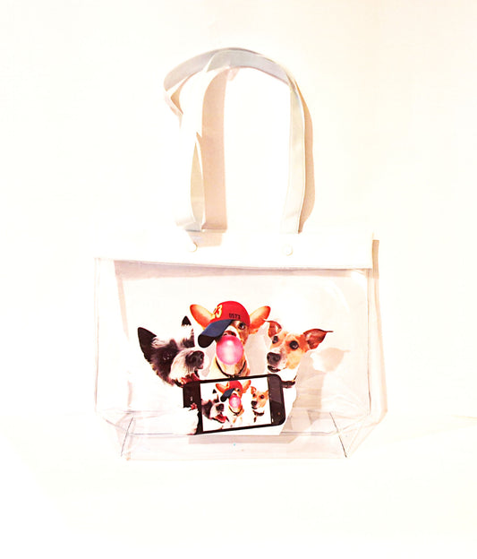 Dog Selfie White Tote Bag
